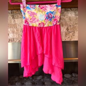 Strapless Flowery Pink Top